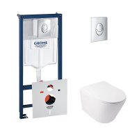 Комплект: Grohe Rapid SL 38721001 інсталяція 4в1 + Qtap Swan унітаз підвісний QT16335178W