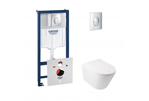 Комплект: Grohe Rapid SL 38721001 інсталяція 4в1 + Qtap Swan унітаз підвісний QT16335178W Картинка 31188