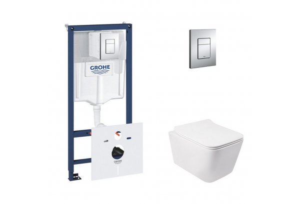 Набор инсталляция 5 в 1 Grohe Rapid SL 38827000 + унитаз с сиденьем Qtap Crow QT05335170W Картинка 32139