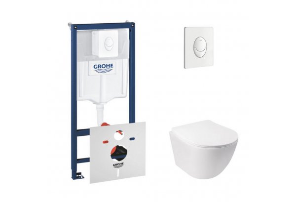 Набор инсталляция 4 в 1 Grohe Rapid SL 38722001 + унитаз с сиденьем Qtap Jay QT07335176W Картинка 32144