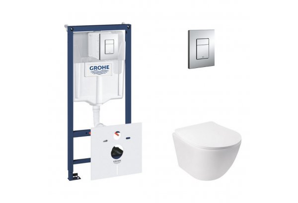 Набор инсталляция 5 в 1 Grohe Rapid SL 38827000 + унитаз с сиденьем Qtap Jay QT07335176W Картинка 32145