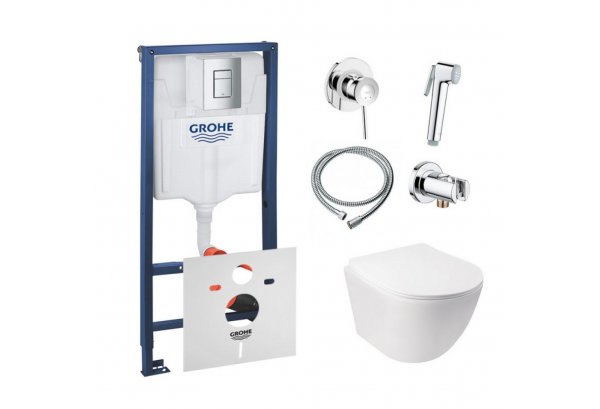 Комплект: Qtap унитаз+Grohe инстал+набор для биде (Qtap Jay QT07335176W+Grohe Rapid SL 38772001+Grohe BauClassic 111048) Картинка 32160