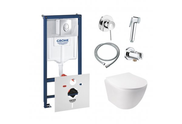 Комплект инсталляция Grohe Rapid SL 38721001 + унитаз с сиденьем Qtap Jay QT07335176W + набор для ги Картинка 32163