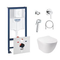 Комплект: Qtap унітаз + Grohe Інстал + набір для біде (Qtap Jay QT07335176W + Grohe Rapid SL 38722001 + Grohe BauClassic 111048)