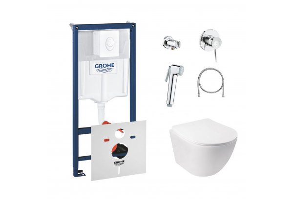 Комплект: Qtap унітаз + Grohe Інстал + набір для біде (Qtap Jay QT07335176W + Grohe Rapid SL 38722001 + Grohe BauClassic 111048) Картинка 32166