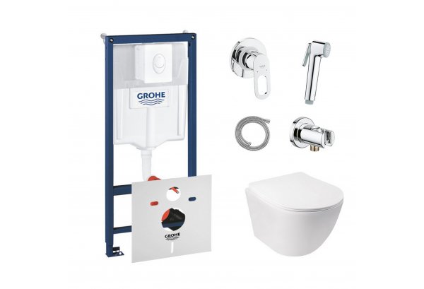 Комплект: Qtap унитаз+Grohe инстал+набор для биде (Qtap Jay QT07335176W+Grohe Rapid SL 38722001+Grohe BauLoop 111042) Картинка 32167