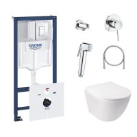 Комплект: Qtap унитаз+Grohe инстал+набор для биде (Qtap Jay QT07335176W+Grohe Rapid SL 38827000+Grohe BauClassic 111048)