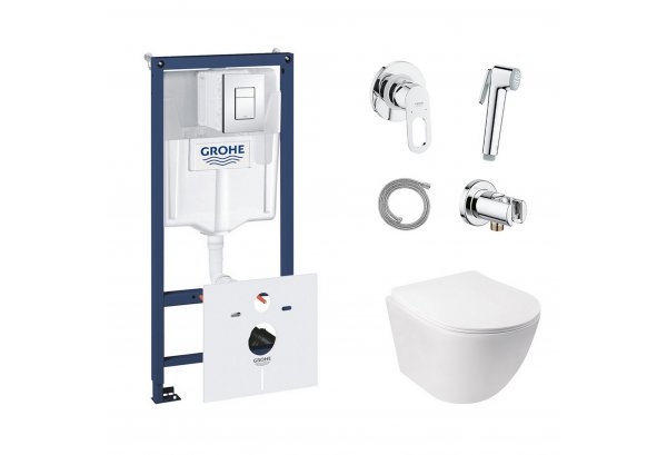 Комплект: Qtap унитаз+Grohe инстал+набор для биде (Qtap Jay QT07335176W+Grohe Rapid SL 38827000+Grohe BauLoop 111042) Картинка 32170