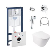 Комплект инсталляция Grohe Rapid SL 38721001 + унитаз с сиденьем Qtap Swan QT16335178W + набор для г