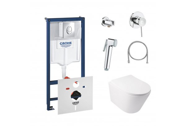 Комплект инсталляция Grohe Rapid SL 38721001 + унитаз с сиденьем Qtap Swan QT16335178W + набор для г Картинка 32172