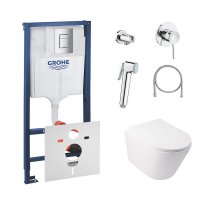 Комплект инсталляция Grohe Rapid SL 38772001 + унитаз с сиденьем Qtap Swan QT16335178W + набор для г