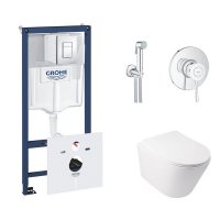 Комплект инсталляция Grohe Rapid SL 38827000 + унитаз с сиденьем Qtap Swan QT16335178W + набор для г