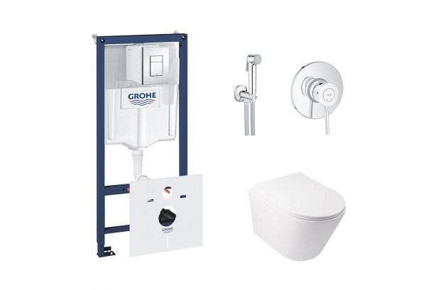 Комплект инсталляция Grohe Rapid SL 38827000 + унитаз с сиденьем Qtap Swan QT16335178W + набор для г Картинка 32183