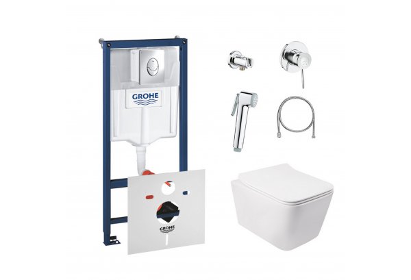 Комплект: Qtap унітаз + Grohe Інстал + набір для біде (Qtap Crow QT05335170W + Grohe Rapid SL 38721001 + Grohe BauClassic 111048) Картинка 32188