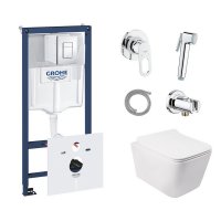 Комплект: Qtap унитаз+Grohe инстал+набор для биде (Qtap Crow QT05335170W+Grohe Rapid SL 38827000+Grohe BauLoop 111042)