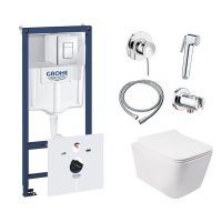 Комплект инсталляция Grohe Rapid SL 38827000 + унитаз с сиденьем Qtap Crow QT05335170W + набор для г