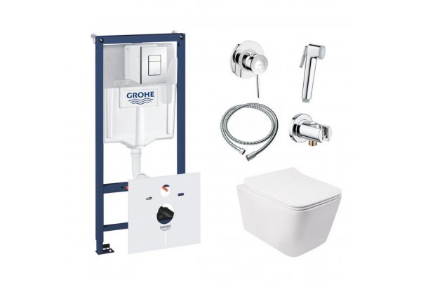 Комплект инсталляция Grohe Rapid SL 38827000 + унитаз с сиденьем Qtap Crow QT05335170W + набор для г Картинка 32194