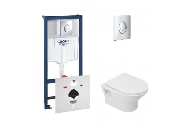 Набор инсталляция 4 в 1 Grohe Rapid SL 38721001 + унитаз с сиденьем Qtap Lark QT0331159W Картинка 33833