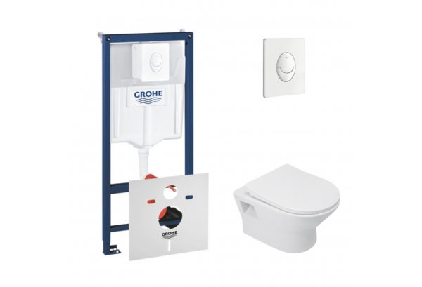 Набор инсталляция 4 в 1 Grohe Rapid SL 38722001 + унитаз с сиденьем Qtap Lark QT0331159W Картинка 33835