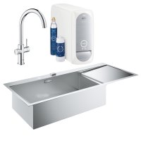 Набір Grohe мийка кухонна K1000 31581SD0 + змішувач Blue Home 31455001