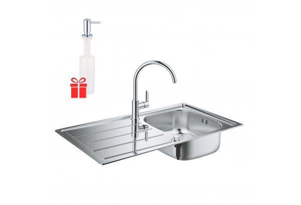 Набор Grohe мойка кухонная K200 31562SD0 + смеситель BauEdge 31367000 + дозатор для моющего средства Картинка 39453