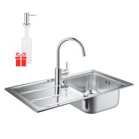 Набор Grohe мойка кухонная K400 31570SD0 + смеситель Concetto 32663001 + дозатор для моющего средства