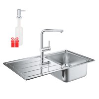 Набір Grohe мийка кухонна K500 31573SD0 + змішувач Minta 32168000 + дозатор для миючого засобу