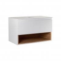 Тумба підвісна Qtap Robin 800х476х437 White / Whitish oak зі стільницею QT1379TPН8001WWO