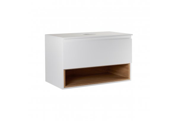 Тумба підвісна Qtap Robin 800х476х437 White / Whitish oak зі стільницею QT1379TPН8001WWO Картинка 39759