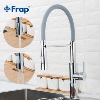 Смеситель для кухни Frap F4452-6 серый с гибким изливом